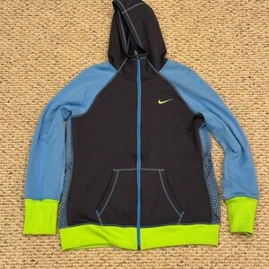 Nike Kids Blue and Green Jacket Therma Fit